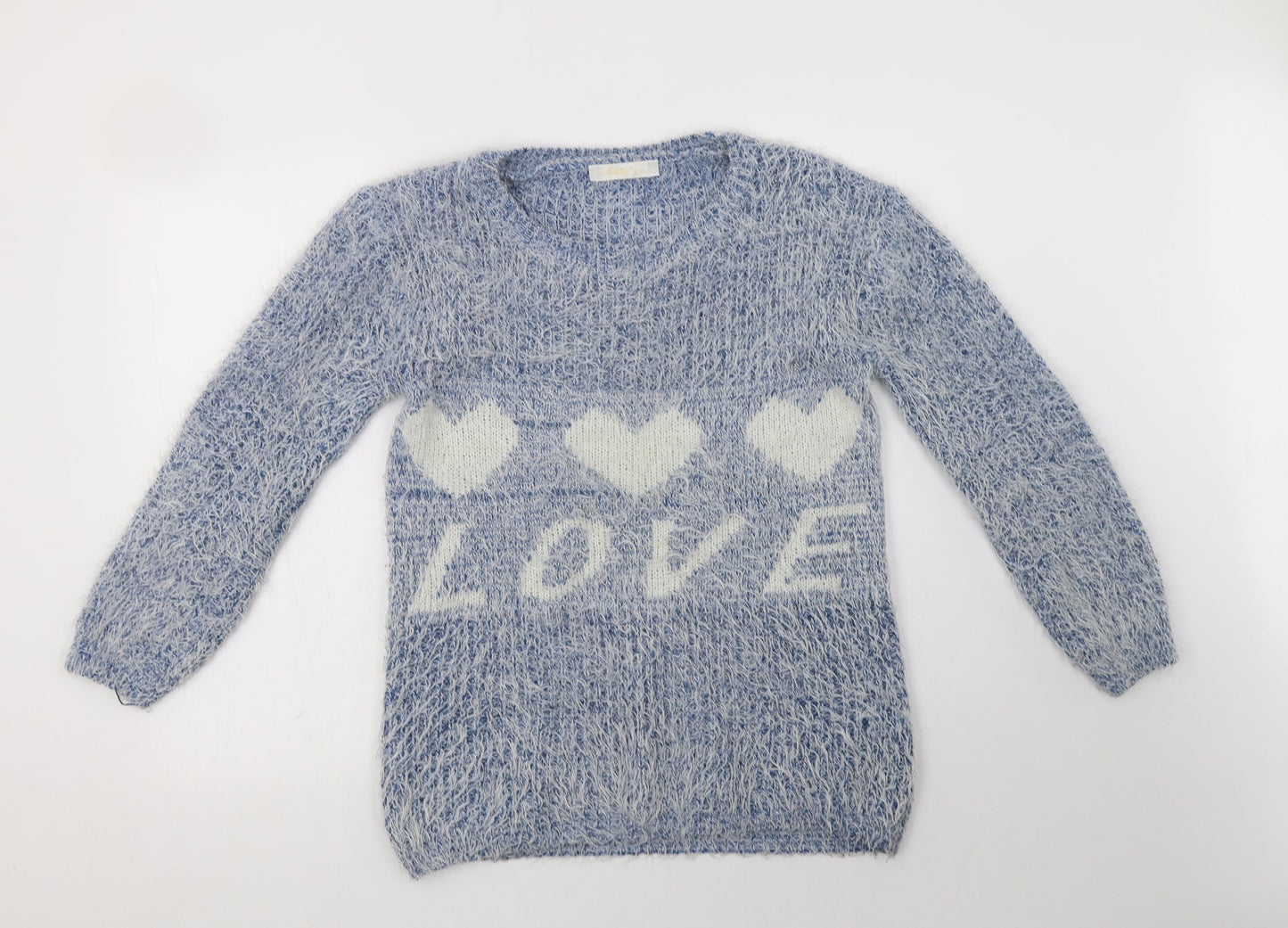 Melody Womens Blue Crew Neck  Cotton Pullover Jumper Size L   - Love