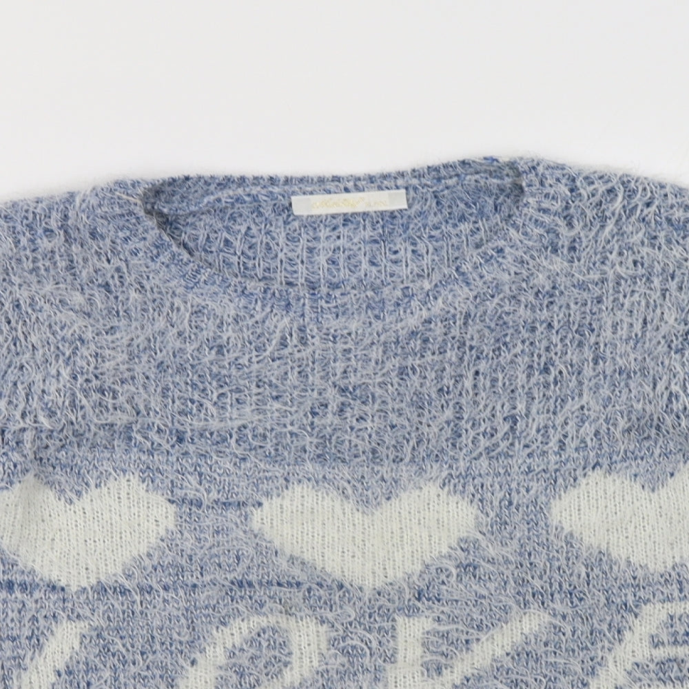 Melody Womens Blue Crew Neck  Cotton Pullover Jumper Size L   - Love