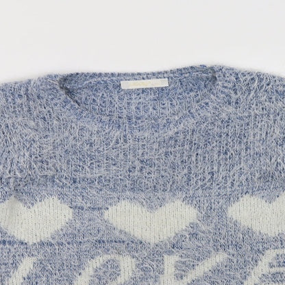 Melody Womens Blue Crew Neck  Cotton Pullover Jumper Size L   - Love
