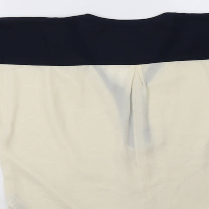 FOREVER 21 Womens Ivory Colourblock Polyester Basic Blouse Size XS V-Neck