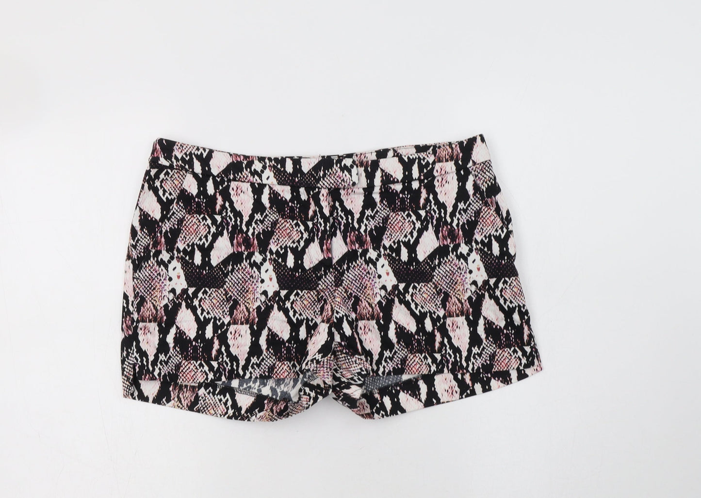H&M Womens Multicoloured Animal Print Cotton Hot Pants Shorts Size 10 L3 in Regular Hook & Loop
