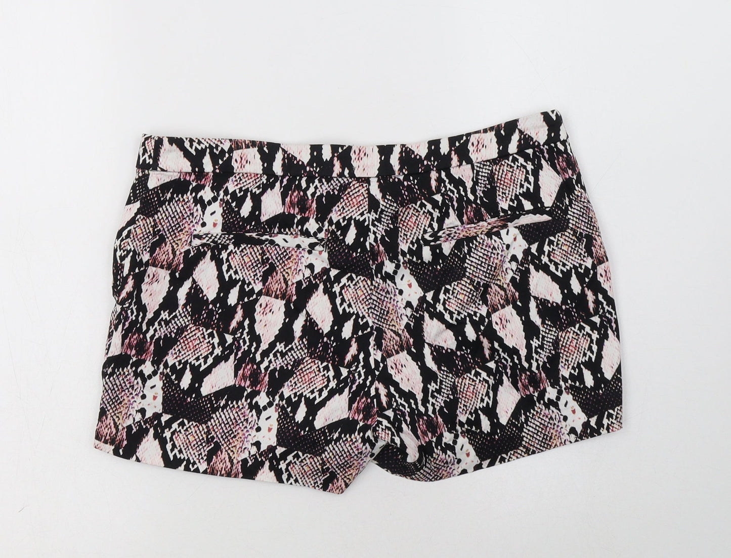 H&M Womens Multicoloured Animal Print Cotton Hot Pants Shorts Size 10 L3 in Regular Hook & Loop