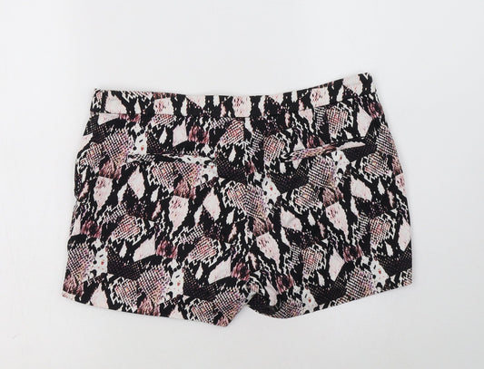 H&M Womens Multicoloured Animal Print Cotton Hot Pants Shorts Size 10 L3 in Regular Hook & Loop