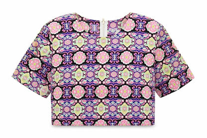 Womens UK Size 10 Urmoda Multicoloured Cropped Blouse
