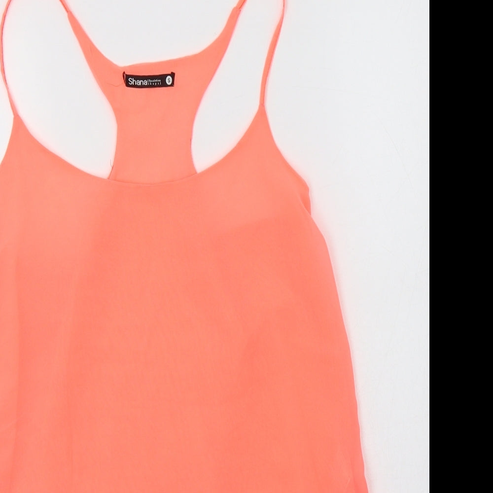 Shana Womens Pink  Polyester Camisole Blouse Size S Round Neck