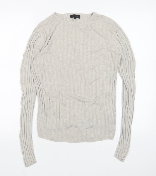 New Look  Womens Beige Round Neck  Viscose Pullover Jumper Size 12