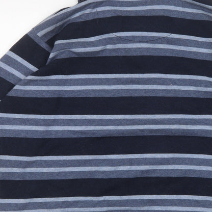 M&S Mens Multicoloured Collared Striped Cotton Pullover Jumper Size M