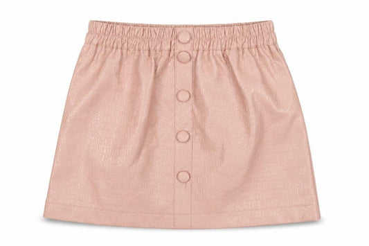 Front view of Lola Skye women’s pink animal print viscose mini skirt, size UK 8