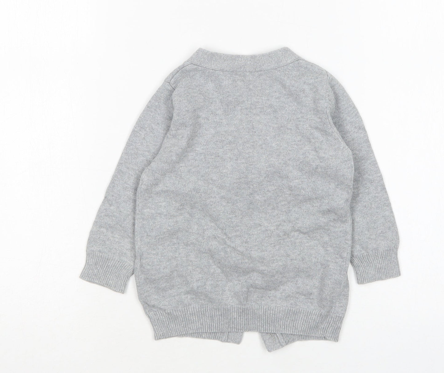 New Look Girls Grey V-Neck  Cotton Cardigan Jumper Size 2 Years