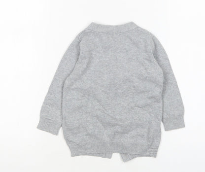 New Look Girls Grey V-Neck  Cotton Cardigan Jumper Size 2 Years