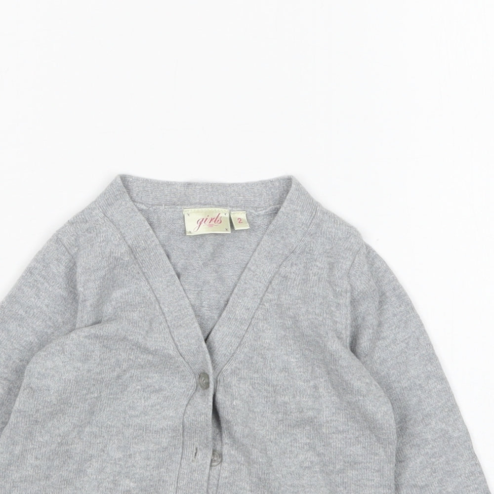 New Look Girls Grey V-Neck  Cotton Cardigan Jumper Size 2 Years