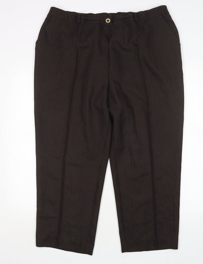 Womens UK Size 22 M&S Regular Fit  Brown Trousers