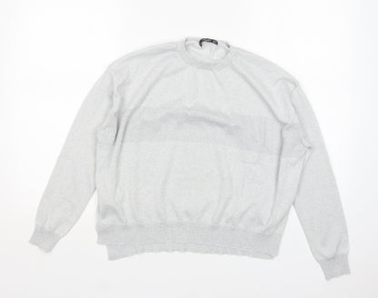 Mango Womens Silver Round Neck  Viscose Pullover Jumper Size S