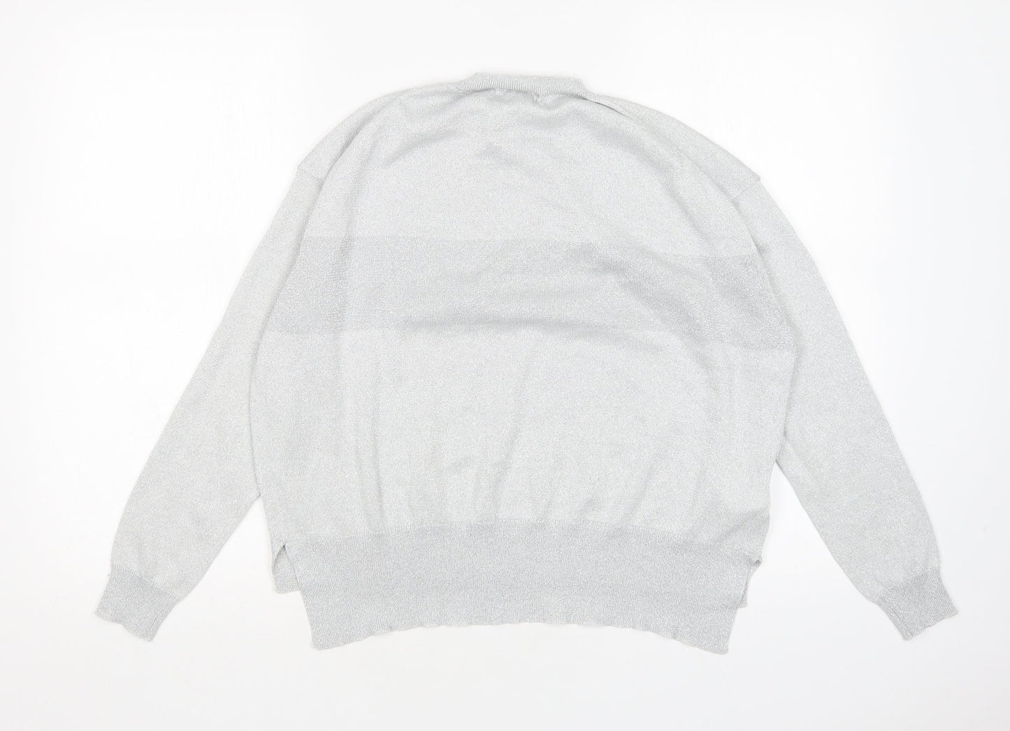 Mango Womens Silver Round Neck  Viscose Pullover Jumper Size S