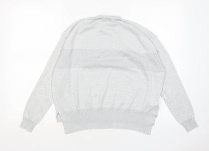 Mango Womens Silver Round Neck  Viscose Pullover Jumper Size S