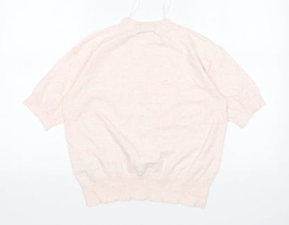 M&S Womens Pink Mock Neck  Cotton Pullover Jumper Size S