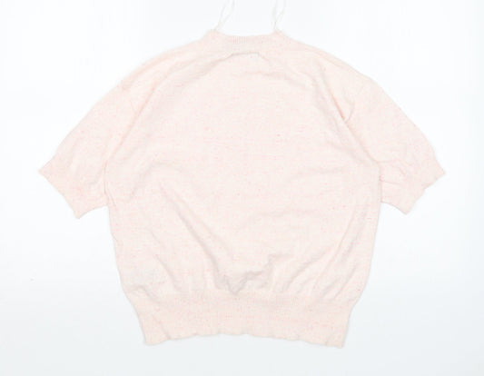 M&S Womens Pink Mock Neck  Cotton Pullover Jumper Size S