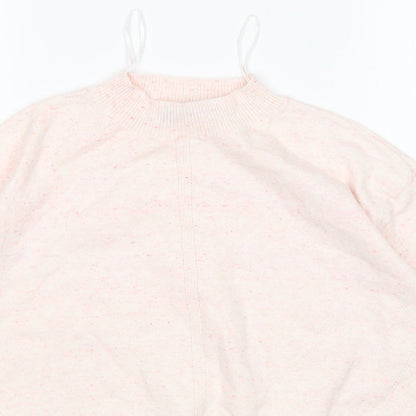 M&S Womens Pink Mock Neck  Cotton Pullover Jumper Size S