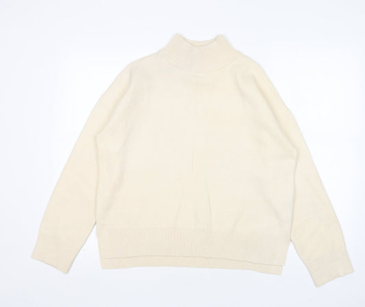 Primark Womens Beige Mock Neck  Polyester Pullover Jumper Size S