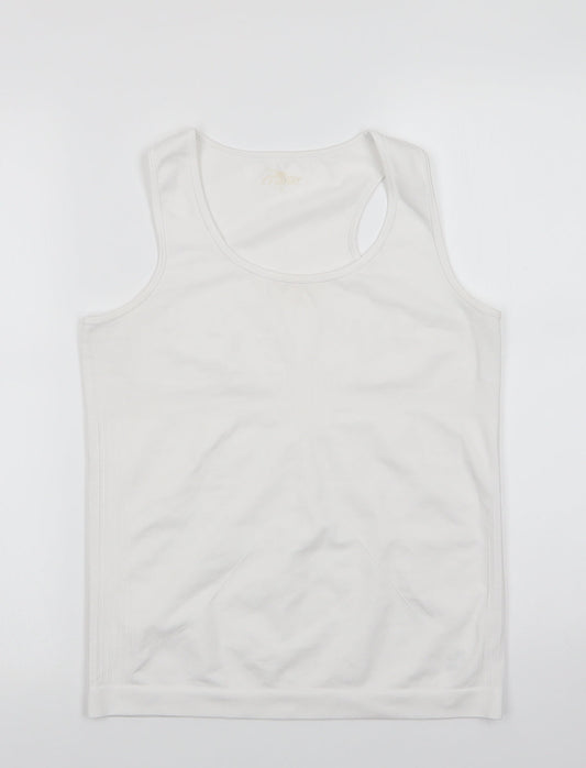 Crane Womens White   Basic Tank Size L Scoop Neck Pullover