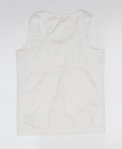 Crane Womens White   Basic Tank Size L Scoop Neck Pullover