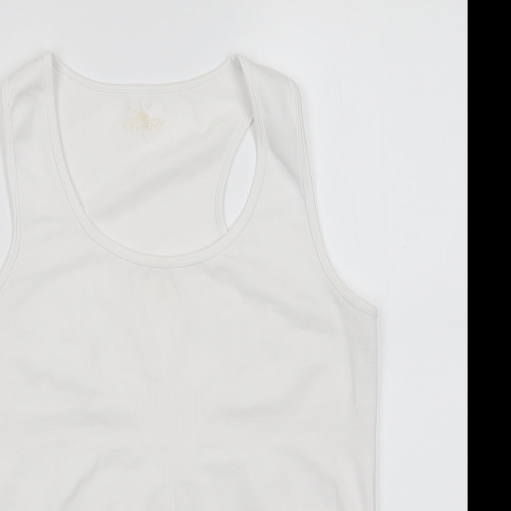 Crane Womens White   Basic Tank Size L Scoop Neck Pullover