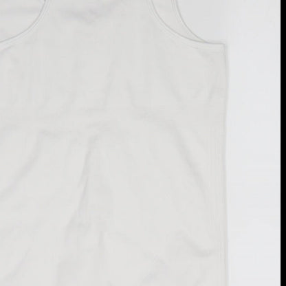 Crane Womens White   Basic Tank Size L Scoop Neck Pullover