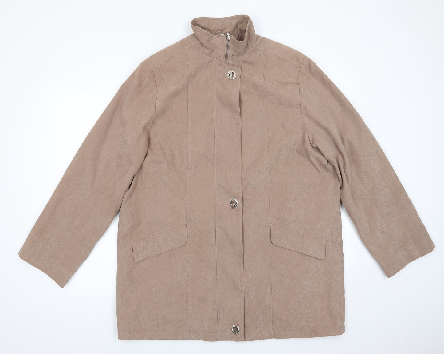 Klass Womens Brown   Overcoat Coat Size L  Zip - Taupe Colour