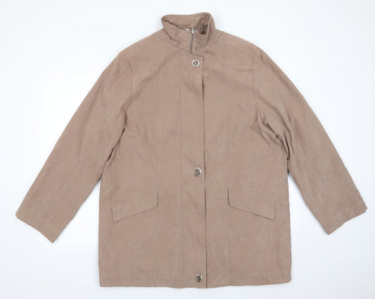 Klass Womens Brown   Overcoat Coat Size L  Zip - Taupe Colour