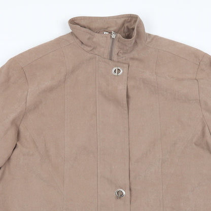 Klass Womens Brown   Overcoat Coat Size L  Zip - Taupe Colour