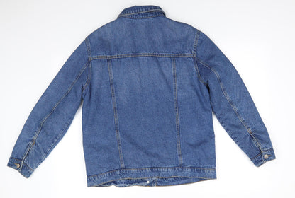 Denim Womens Blue   Jacket Coat Size 10  Button - Faux fur lined Denim Jacket