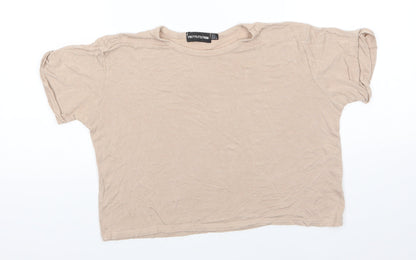 Womens UK Size 6 PRETTYLITTLETHING Beige Basic T-Shirt