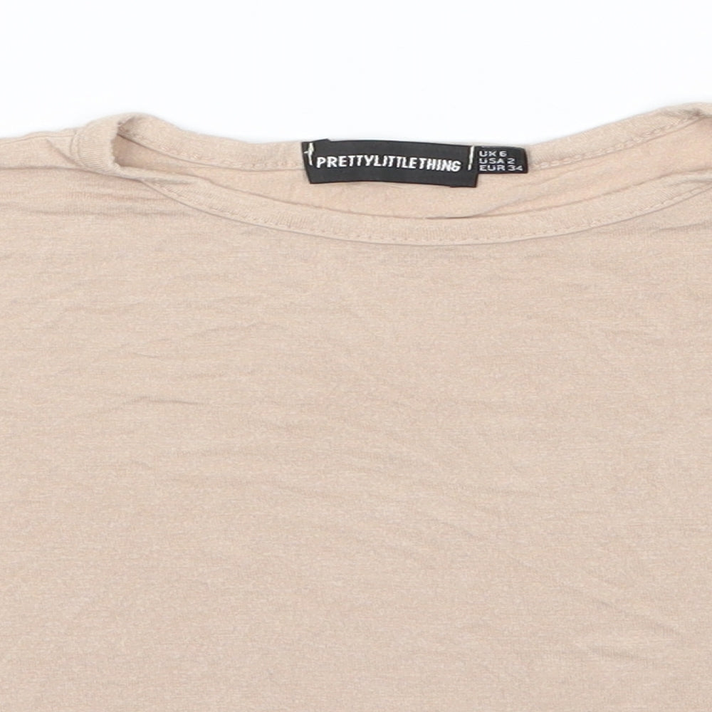 Womens UK Size 6 PRETTYLITTLETHING Beige Basic T-Shirt