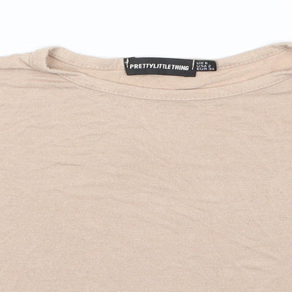 Womens UK Size 6 PRETTYLITTLETHING Beige Basic T-Shirt
