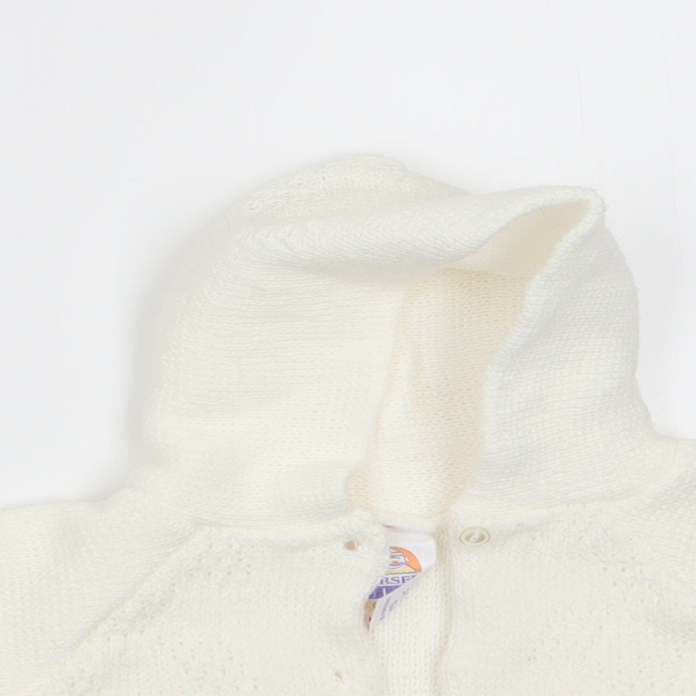 Nursery Time Girls Ivory  Acrylic Cardigan Jumper Size 0-3 Months  Button