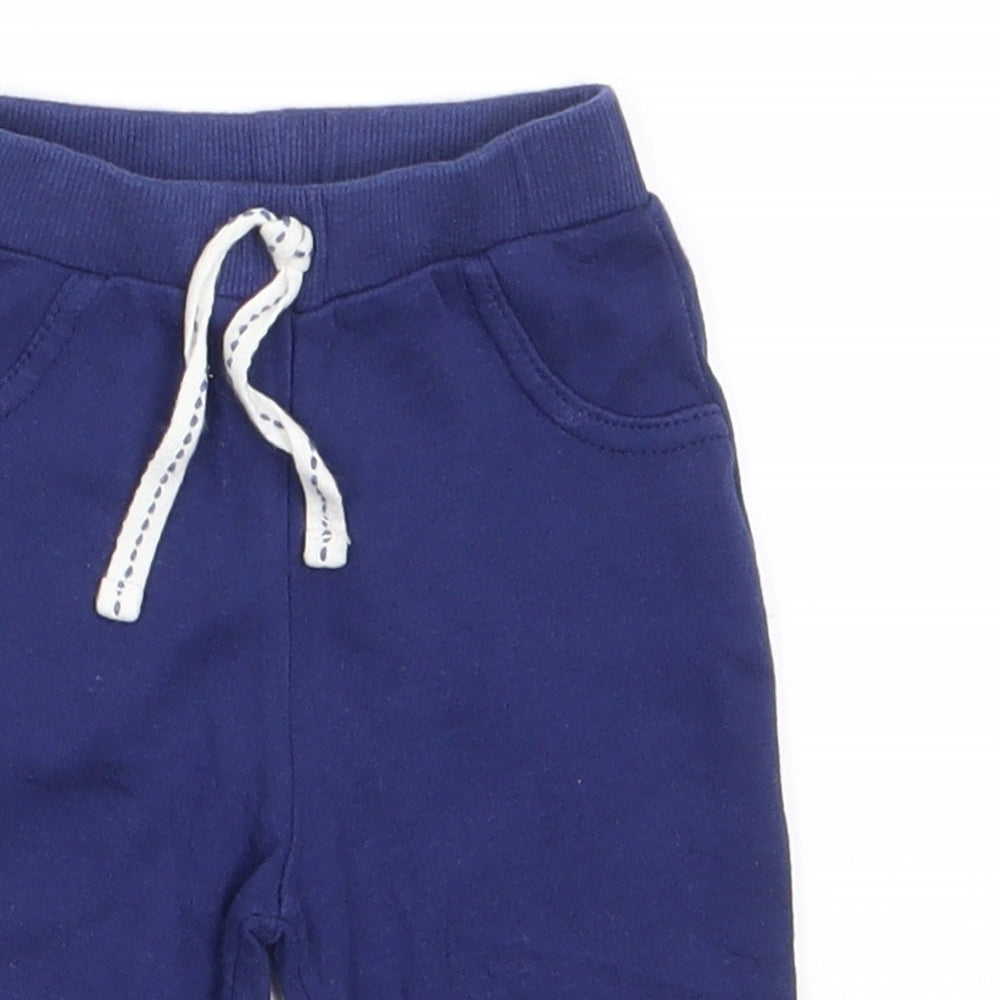 Matalan Boys Blue  Cotton Jogger Trousers Size 3-6 Months  Drawstring - Mid Blue Back Pocket
