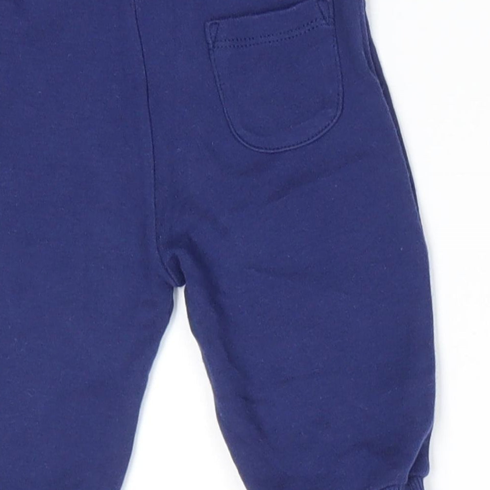 Matalan Boys Blue  Cotton Jogger Trousers Size 3-6 Months  Drawstring - Mid Blue Back Pocket