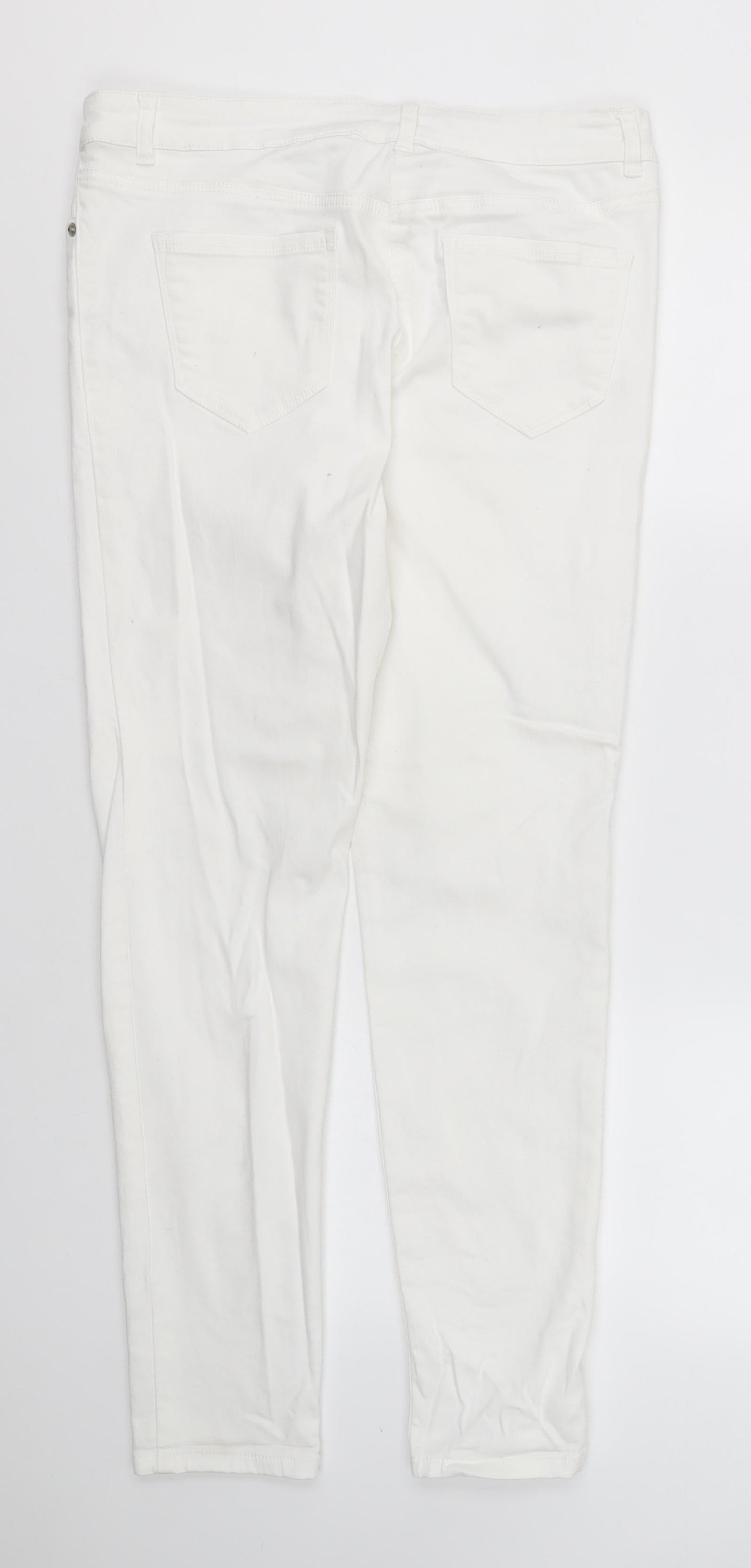 NEXT Womens White  Cotton Skinny Jeans Size 12 L29 in Regular