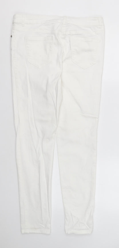 NEXT Womens White  Cotton Skinny Jeans Size 12 L29 in Regular