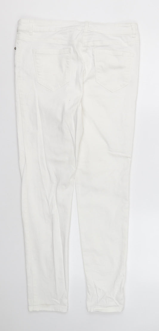 NEXT Womens White  Cotton Skinny Jeans Size 12 L29 in Regular