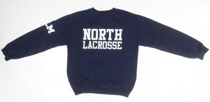 Gildan Mens Blue Round Neck  Cotton Pullover Jumper Size S   - North Lacrosse