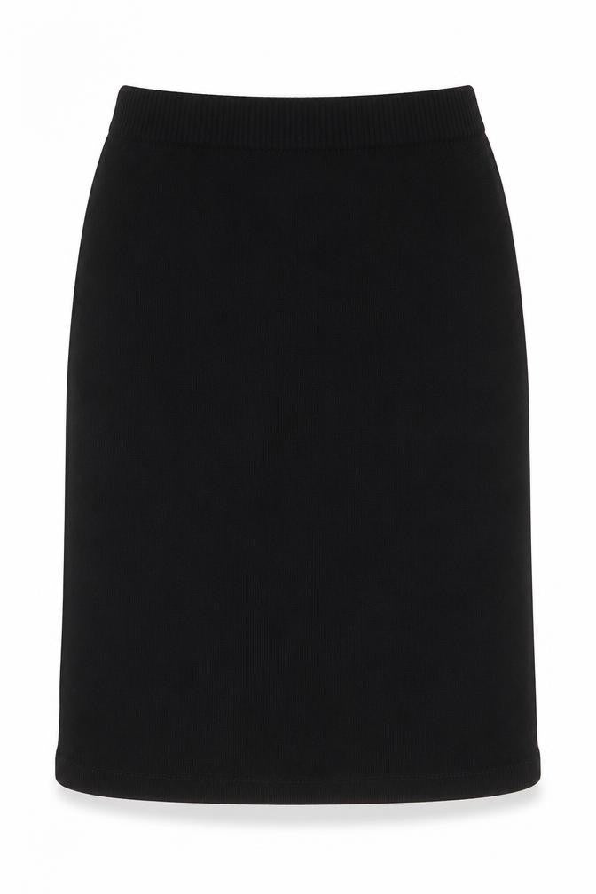 Front view of Marks & Spencer women’s black acrylic a-line skirt, size S