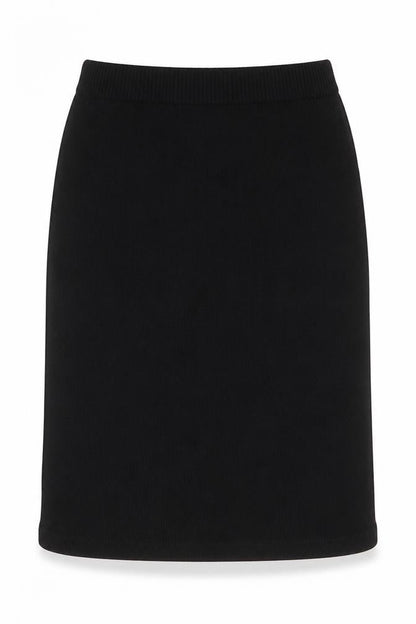 Front view of Marks & Spencer women’s black acrylic a-line skirt, size S
