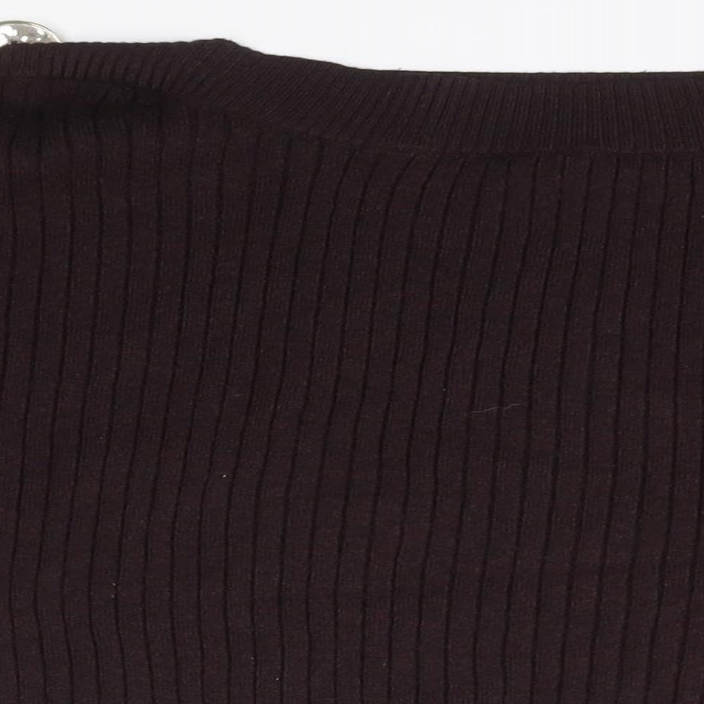 F&F Womens Black Round Neck Striped Viscose Pullover Jumper Size 10