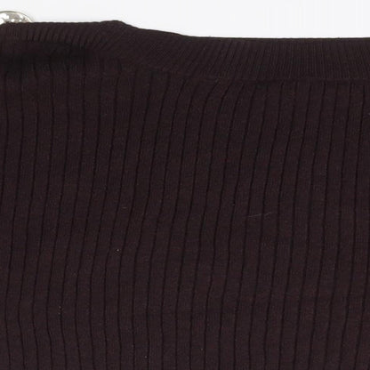 F&F Womens Black Round Neck Striped Viscose Pullover Jumper Size 10