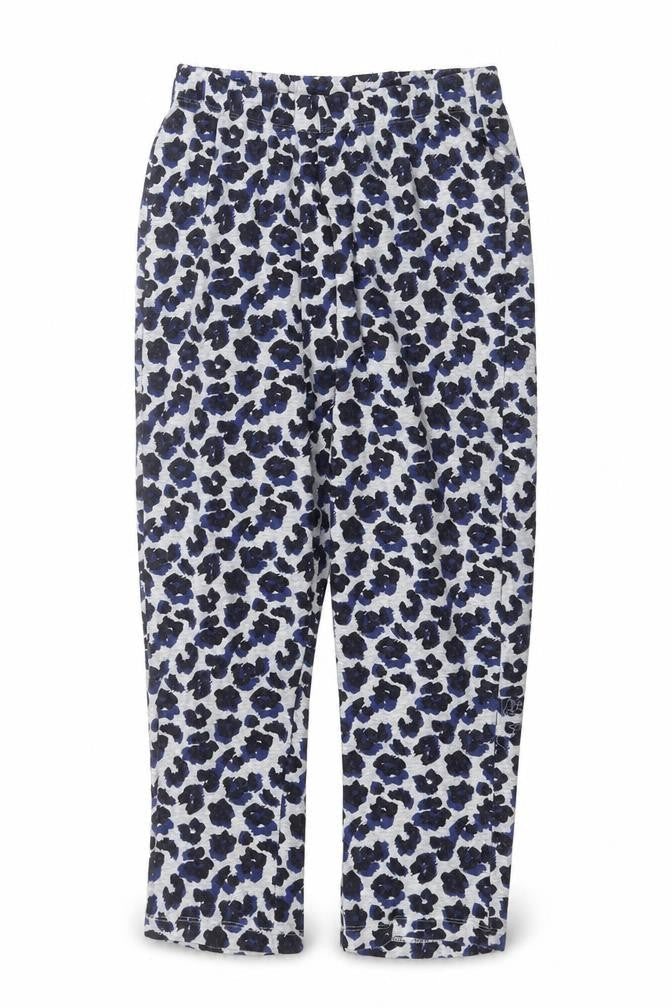 Front view of Preworn women’s grey animal print cotton sweatpants, size UK 8, 28-inch leg regular