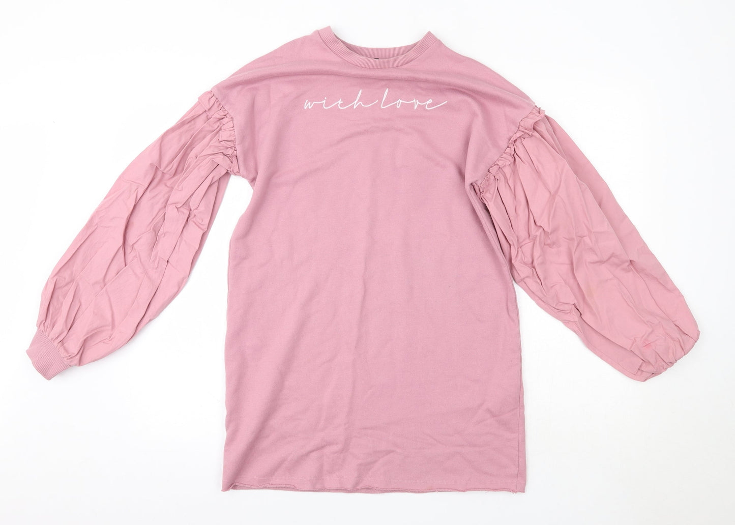 Lipsy London Womens Pink  Cotton Jumper Dress  Size 6  Round Neck