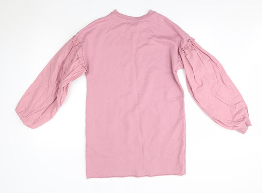 Lipsy London Womens Pink  Cotton Jumper Dress  Size 6  Round Neck