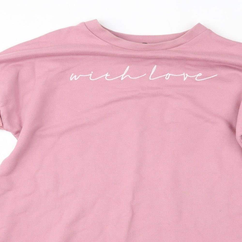 Lipsy London Womens Pink  Cotton Jumper Dress  Size 6  Round Neck