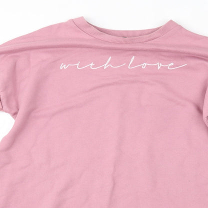 Lipsy London Womens Pink  Cotton Jumper Dress  Size 6  Round Neck